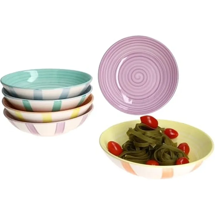 MamboCat Suppenteller Beach Pastello Stripes 6er Set Suppenteller 600ml Steingut pastell