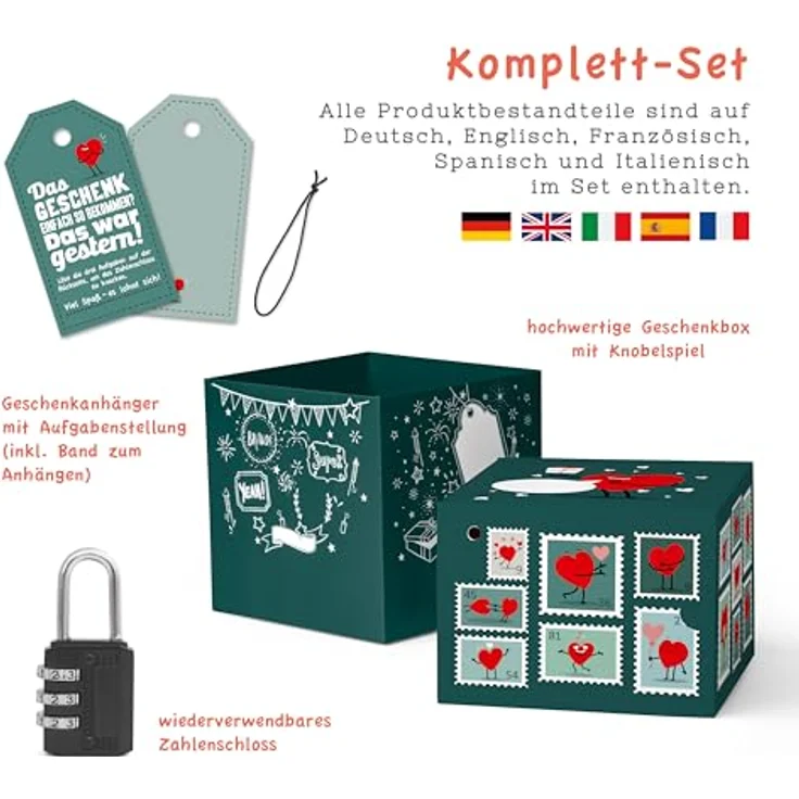 SURPRISA Geschenkbox Geschenkbox mit Samt und Glanz, Rätselbox für Geschenke und Gutscheine, zum Valentinstag, Jahrestag, Hochzeitstag – Bild 3