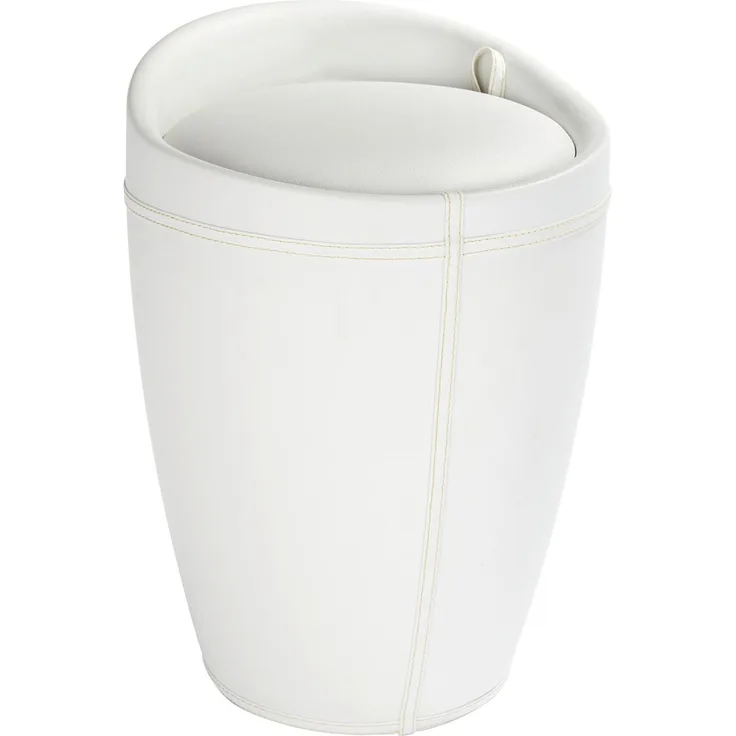 WENKO CANDY Badhocker, Weiß Lederoptik, mit abnehmbarem Wäschesack