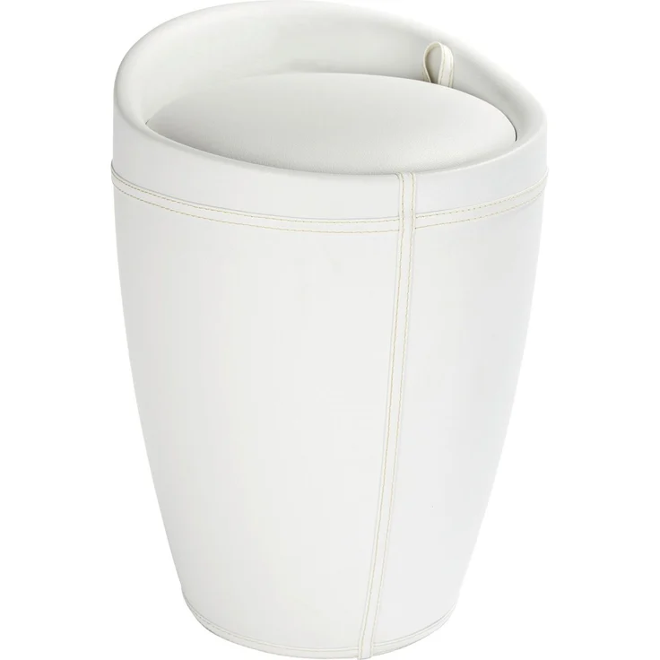 WENKO CANDY Badhocker, Weiß Lederoptik, mit abnehmbarem Wäschesack – Bild 1