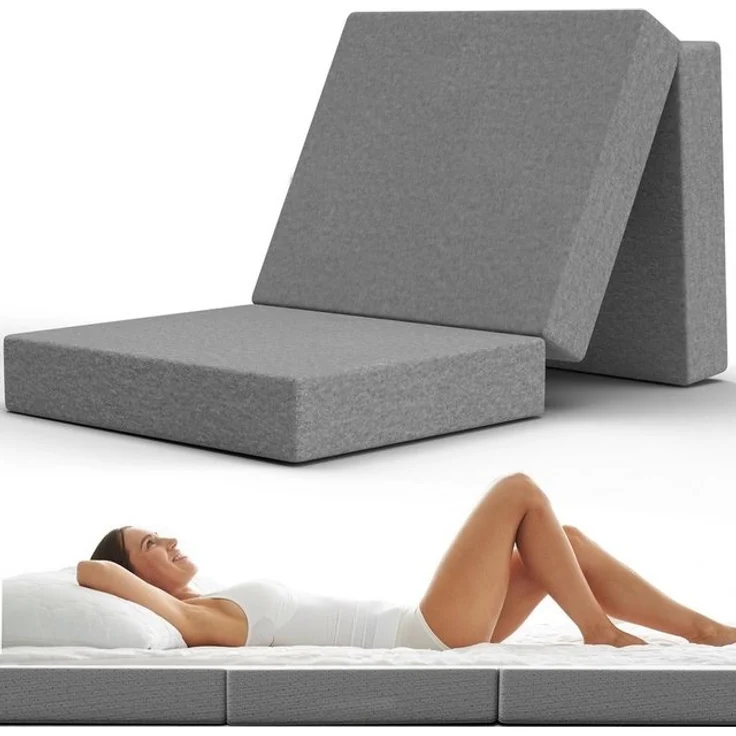 Klappmatratze Faltbar Extra Dick - Gästematratze Klappbar für Bequemen Schlaf - Gästebett Klappbar als Klappbett - Faltmatratze Indoor & Outdoor - Matratze Einfacher Aufbau - Reisematratze Futon – Bild 4