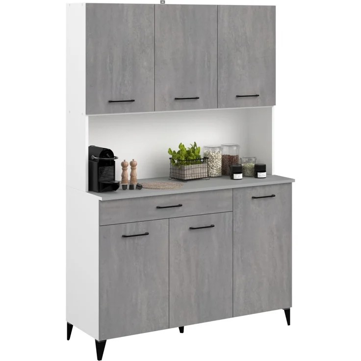 Parisot Küche Buffet Malice in Beton grau und weiß 120 cm – Bild 2