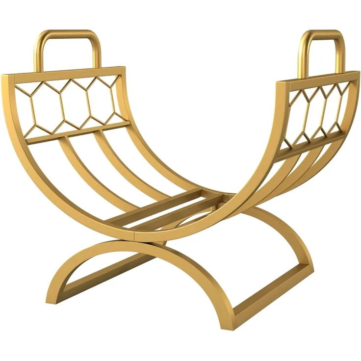 Kaminholzregal für innen 46 x 36 x 41cm Brennholzregal für Kamin Ofen Metall Gold--Gold--46x36x41cm--YOUDENOVA