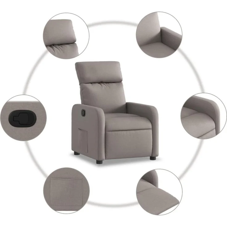 vidaXL Relaxsessel Taupe Stoff 374172 – Bild 6