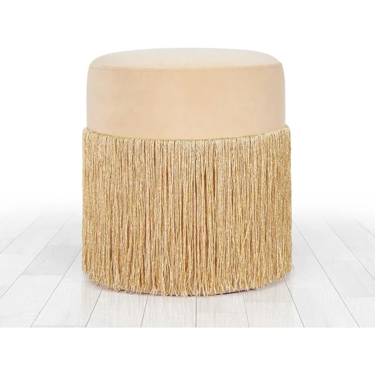 Atelier Del Sofa Modern Gold Velvet Pouffe, 40 cm Height x 45 cm Depth | 100% Velvet, 6 cm Orthopedic Sponge, PVC Coated Hidden Legs | Stylish & Functional Seating, 150 kg Capacity