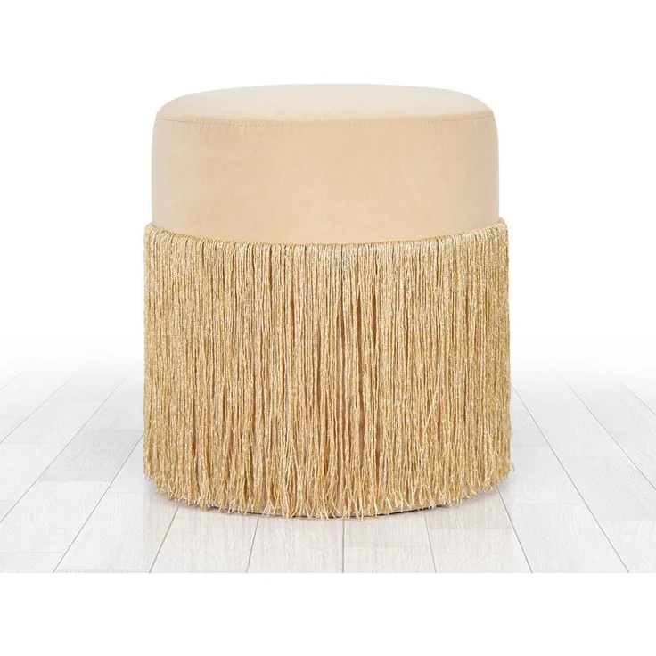 Atelier Del Sofa Modern Gold Velvet Pouffe, 40 cm Height x 45 cm Depth | 100% Velvet, 6 cm Orthopedic Sponge, PVC Coated Hidden Legs | Stylish & Functional Seating, 150 kg Capacity