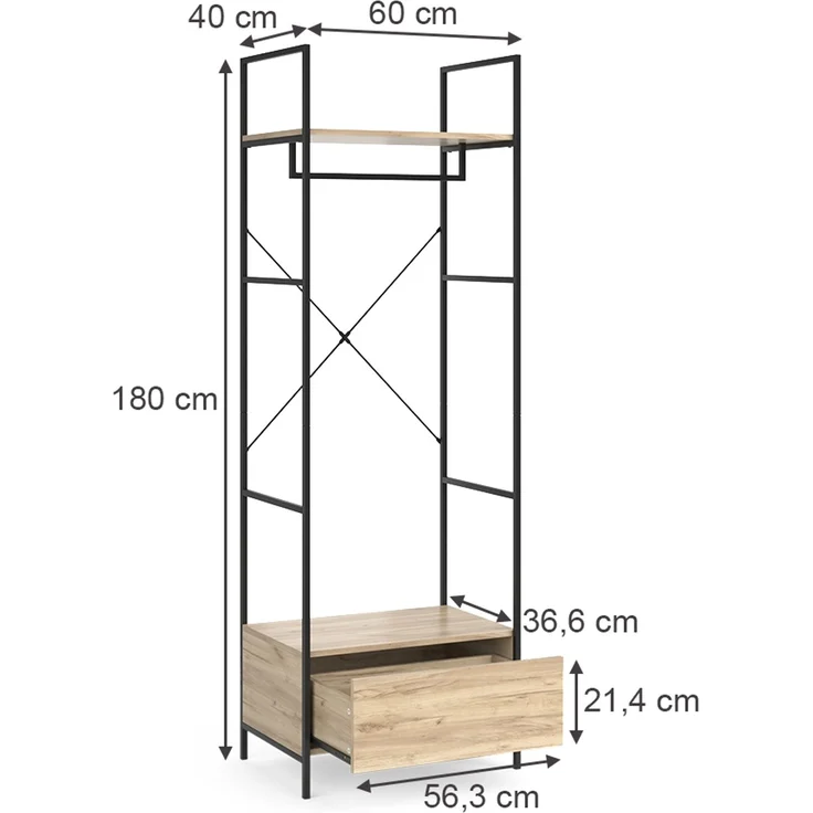 Kleiderschrank Enya Holz 60 x 180 cm mit Schublade Vicco – Bild 2