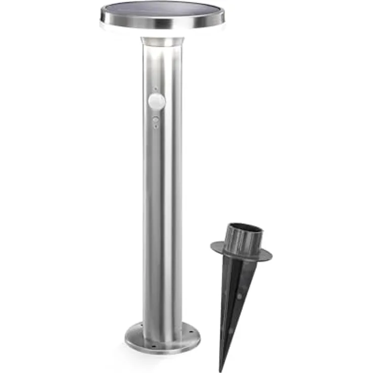Esotec Solar Gartenbeleuchtung Aussenlampe LENA, Edelstahl, mit Bewegungsmelder, 3 Modi, 40 LEDs, 4000K neutralweiß, H44,5cm, Erdspieß & Schraubsockel