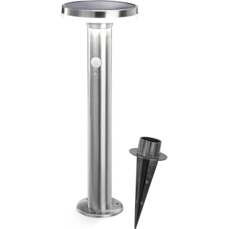 Esotec Solar Gartenbeleuchtung Aussenlampe LENA, Edelstahl, mit Bewegungsmelder, 3 Modi, 40 LEDs, 4000K neutralweiß, H44,5cm, Erdspieß & Schraubsockel – Bild 1