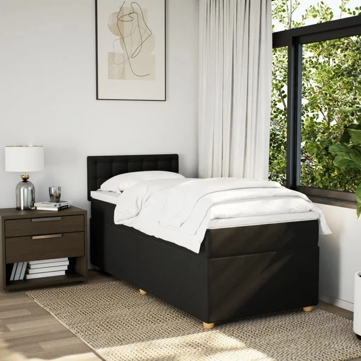 vidaXL Boxspringbett mit Matratze Schwarz 80x200 cm Stoff 3288823 – Bild 4
