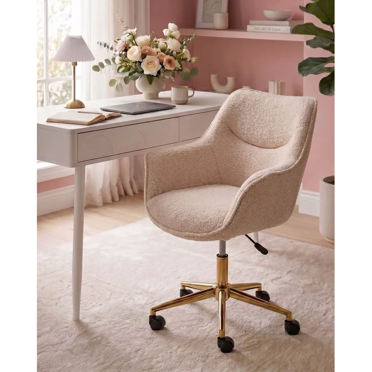 Schreibtischstuhl ARDELLE Bouclé Beige – Bild 3