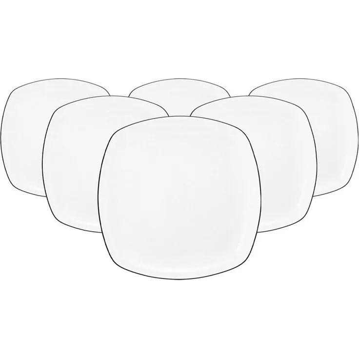 Seltmann Weiden Lido Black Line Frühstücksteller eckig ø 20 cm 6er Set