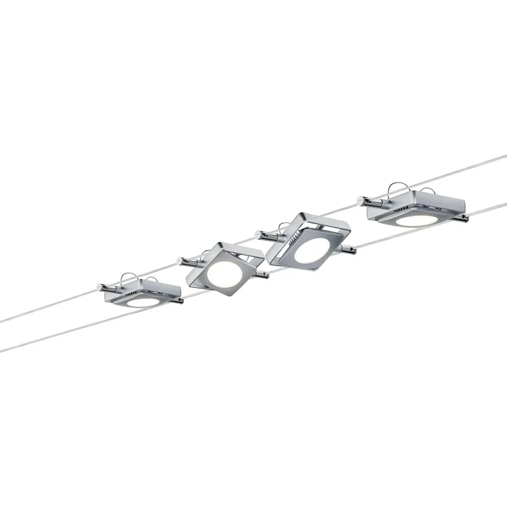 Paulmann No. 94107 Seilsystem-Set LED, 4x4W, MacLED 230V/12V DC Chrom matt