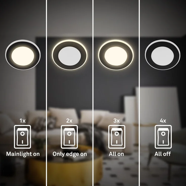 Briloner LED-Einbauleuchten 3er Set Mini 4,9W 425lm schwarz Nachtlicht – Bild 4