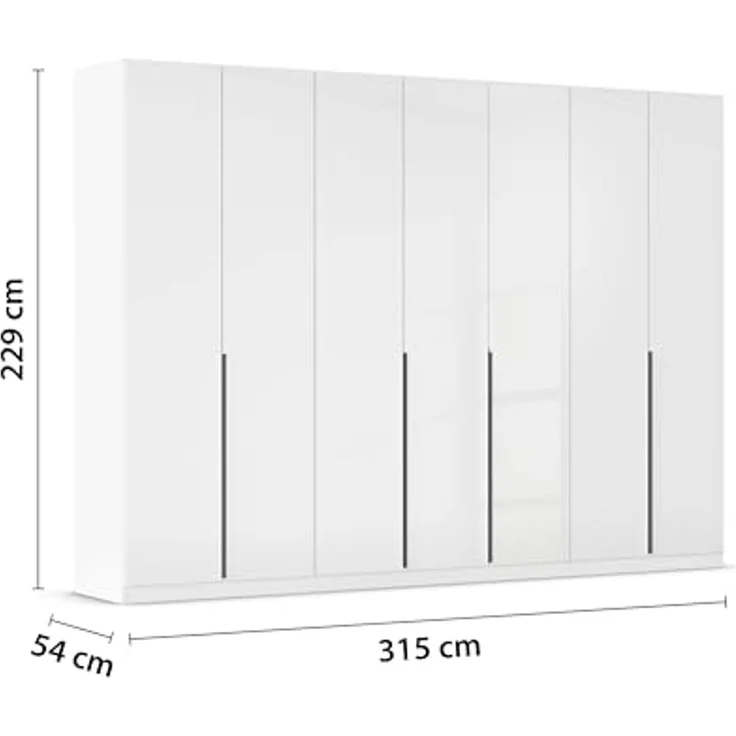 Rauch Möbel Alabama, Kleiderschrank für Schlafzimmer, Kinderzimmer, Wohnzimmer, Garderobe, Flur, 7-türig, mit Premium Zubehör, Farbe Weiß Hochglanz, Breite 315 cm – Bild 3