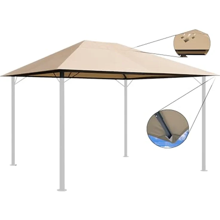 QUICK STAR Ersatzdach 250g für Pavillon 3x4m, sand, 2-fach wasserabweisend, mit Lüftungsschlitzen – Bild 4