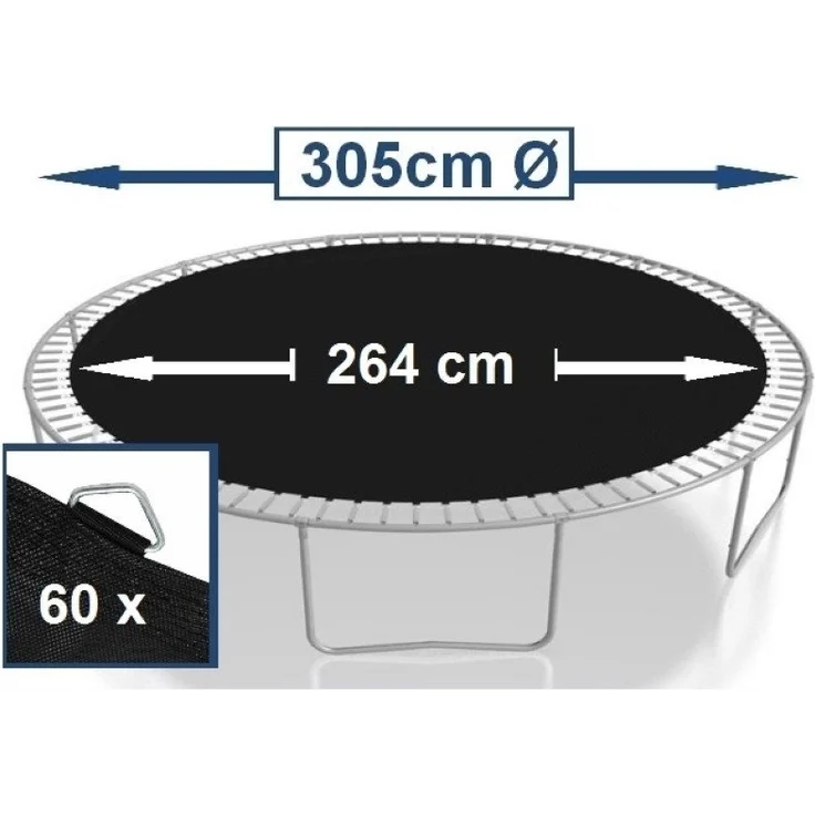 walexo Gartentrampolin Sprungtuch für Trampolin Ø 305 cm 60 Ösen (Federn 13,5 cm), (Sprungtuch inclusive Federspanner) – Bild 2