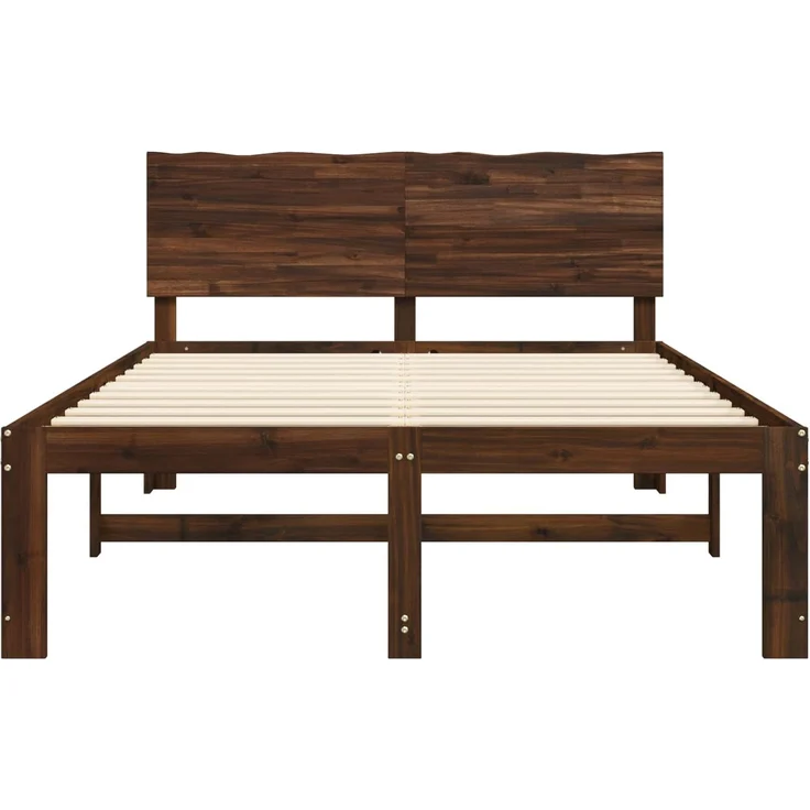 vidaXL Doppelbettgestell mit Kopfteil ROSTOCK Dunkelbraun 140 x 200 cm 3405446 – Bild 4