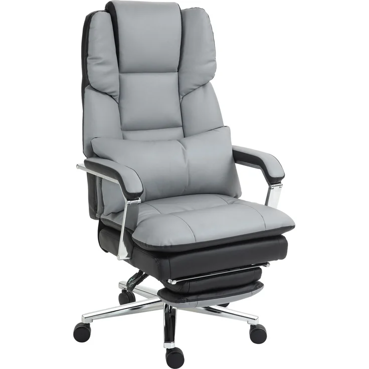 MELAYR, Bürostuhl, ergonomisch, verstellbar, 63x71x123-129cm, Hellgrau/Schwarz, Grau – Bild 2