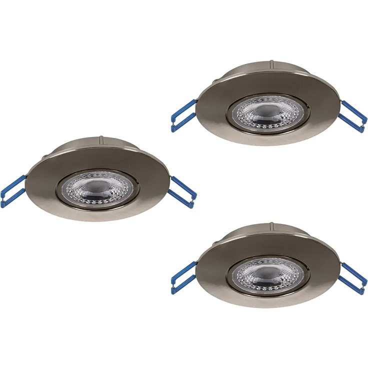 Eglo 75765 BEST CHOICE Einbauleuchte ZUJAR Kunststoff nickel-matt LED 3X3,4W 3000K H:2. 5cm Ø9cm