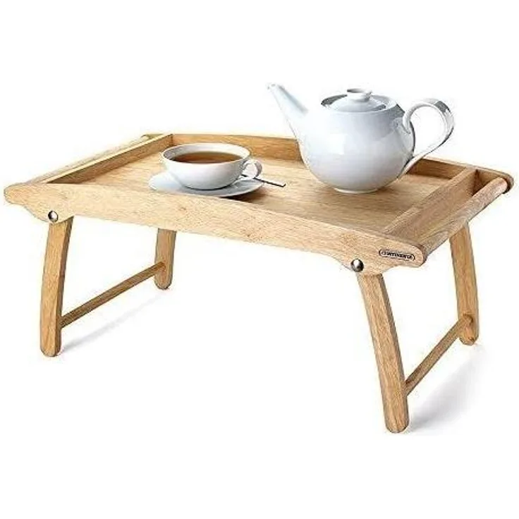 Continenta Betttablett, Bett Tablett, Serviertablett, Frühstückstablett, Betttisch, Gummibaumholz, 61x35 cm, 3061