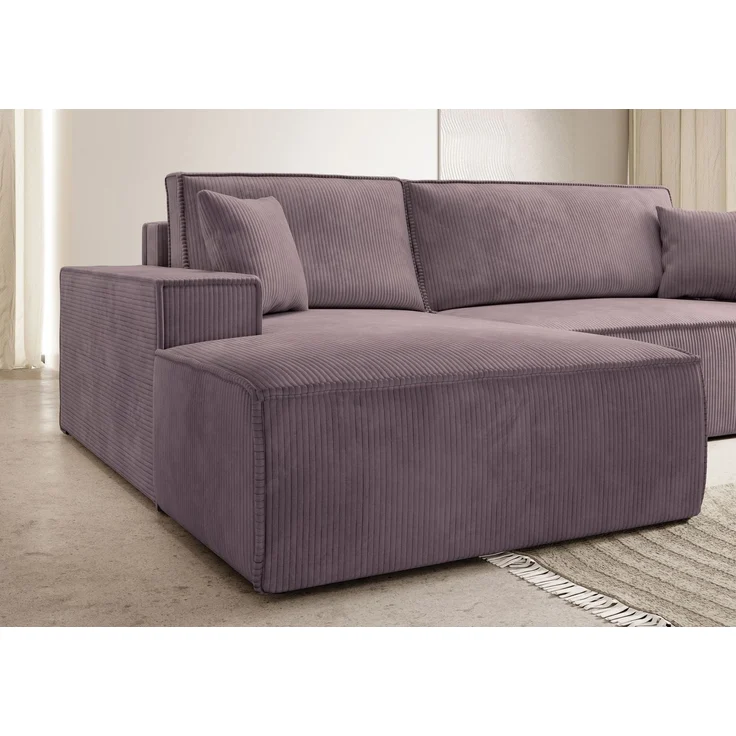 Selsey 'Farese ' Ecksofa mit Cordbezug, Schlaffunktion und Stauraum, Rosa, links – Bild 3