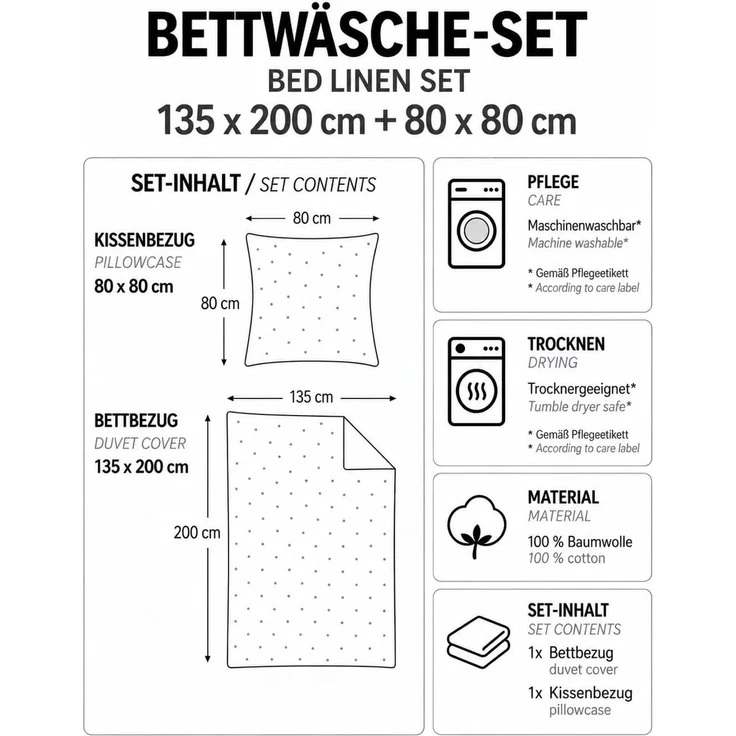 KK 'Fedariko' Renforce Bettwäsche Set, 2tlg., Baumwolle Braun/Grau/Terrakotta, 135x200 cm + 80x80 cm – Bild 6