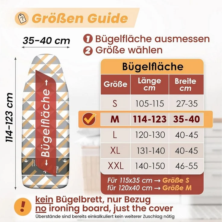 Arteneur Bügelbrettbezug, Made in Germany, OEKOTEX100, Zubehör für alle Bügeltische dank 5 Größen, Vergleichssieger, Hitzereflektierend, Gummizug – Bild 1