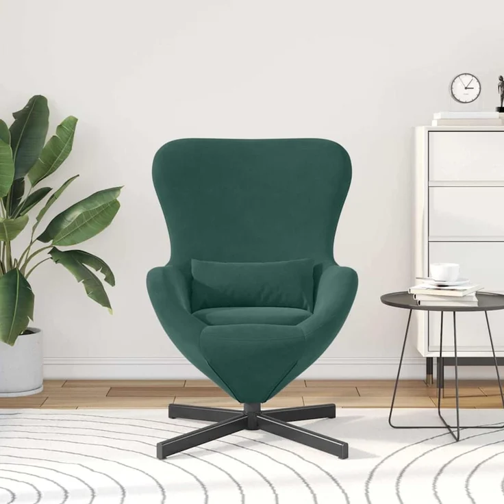 vidaXL Eiersessel Dunkelgrün 63 x 73 x 90 cm Samt 42002758 – Bild 2