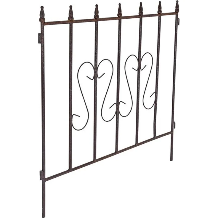 Schmuckzaun Metallzaun Gartenzaun 72x67 cm Zaunelemente 2er Set erweiterbar Rost – Bild 5