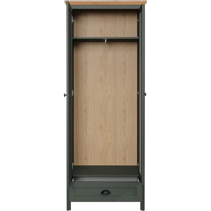 Garderobenschrank >Stanton< in Tannengrün / Eiche - 77x198x39cm (BxHxT)