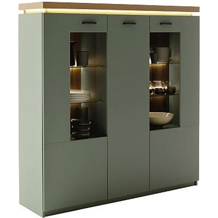 Highboard Marlena / Moniz, Holzwerkstoff, Grün, Holzfarben, 138 x 144 x 38 cm – Bild 3