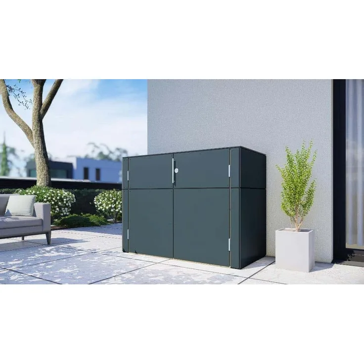 Alpholz Gartenschrank HPL Sideboard aus Holz in Schwarzmit 6 mm Wandstärke