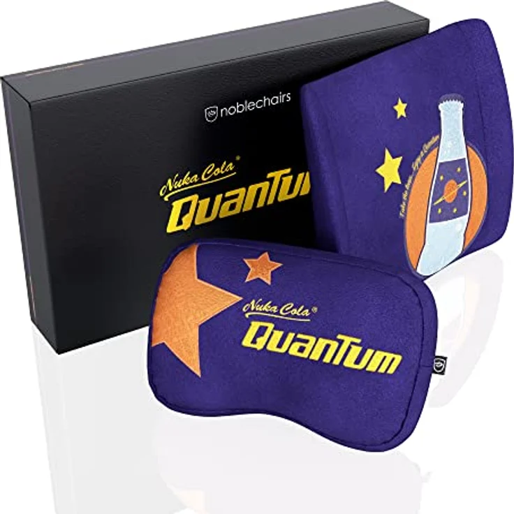 noblechairs Memory Foam Kissen-Set Fallout Nuka Cola Quantum Edition, Ergonomische Sitzkissen mit Lendenwirbelstütze und leuchtender Stickerei – Bild 1