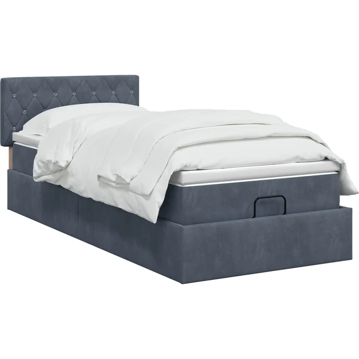 vidaXL Ottoman Bett mit Matratze Dunkelgrau 90 x 200 cm Samt 3457624 – Bild 3