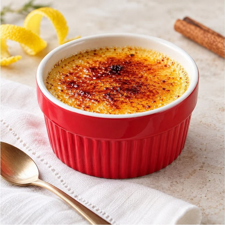 ToCi Auflaufform Creme Brulee Schälchen Sets 9 cm Förmchen aus Keramik 185 ml Weiß, Keramik, (6-St) – Bild 4