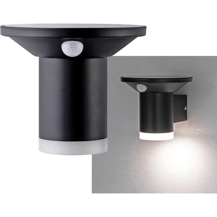 LED Solar Wandleuchte "SWL-AS500" IP44, warmweiß 3000K, PIR Sensor