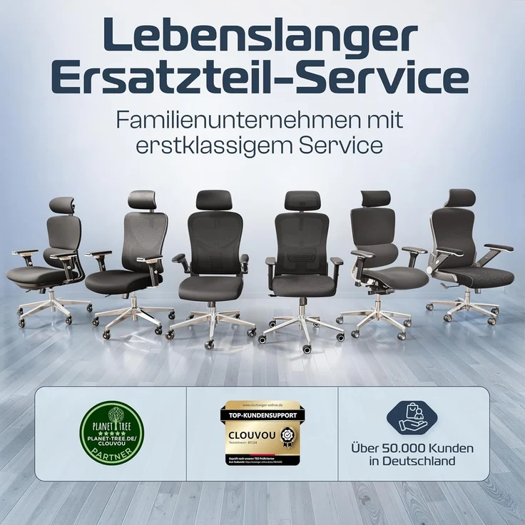 CLOUVOU BrightSeat Bürostuhl Ergonomisch 100% individuell einstellbar | Büro Stuhl & Gaming Stuhl | Computerstuhl Home Office Chair Ergonomic | Drehstuhl 150 kg – Bild 7