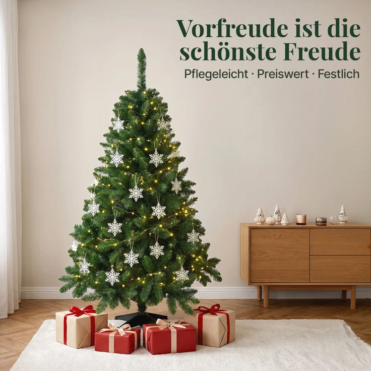 Aurelia Home Künstlicher Weihnachtsbaum 120 cm – PVC-Zweige, Kreuzständer – Bild 2