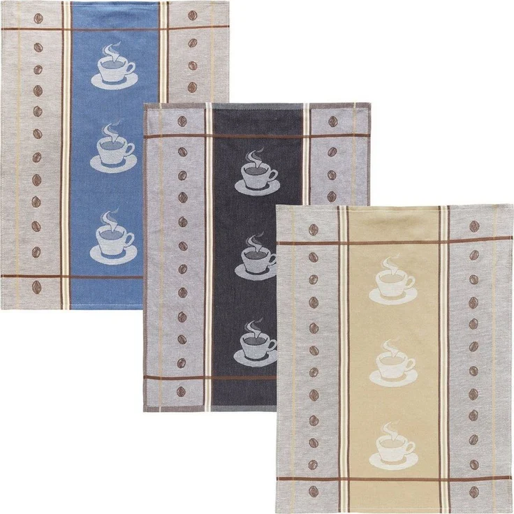 Kracht Geschirrtuch Geschirrtuch "Espresso" 3er-Pack, Halbleinen Motiv – Bild 5