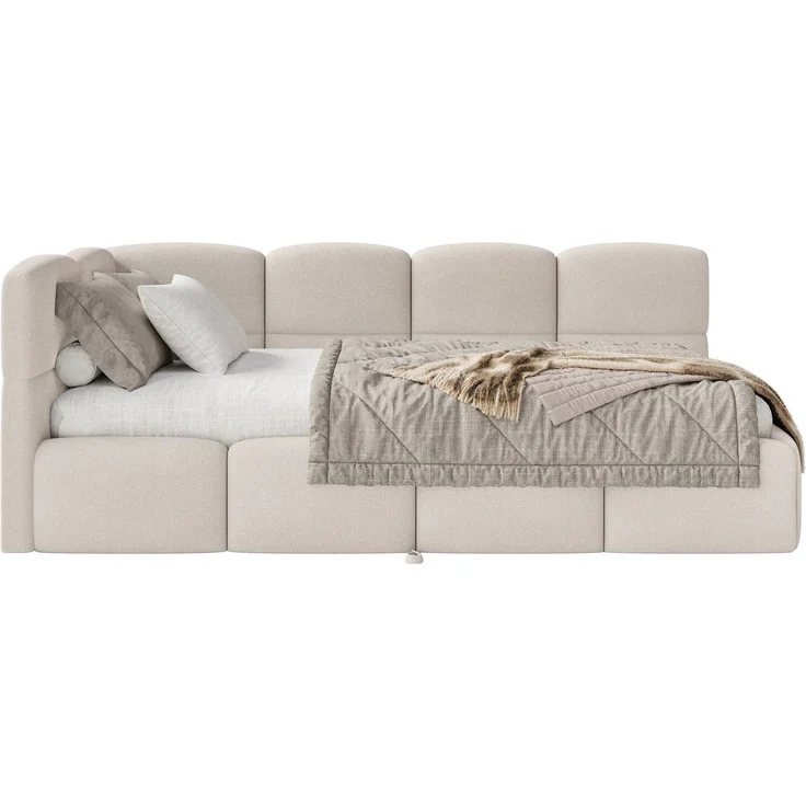 Selsey 'Cloudy' Polsterbett, Chenille Creme, 170x185 cm, links – Bild 7