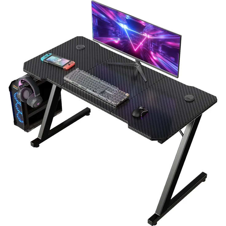 Devoko Gaming Tisch Holzwerkstoff und Metall Schwarz 120 x 60 x 72 cm