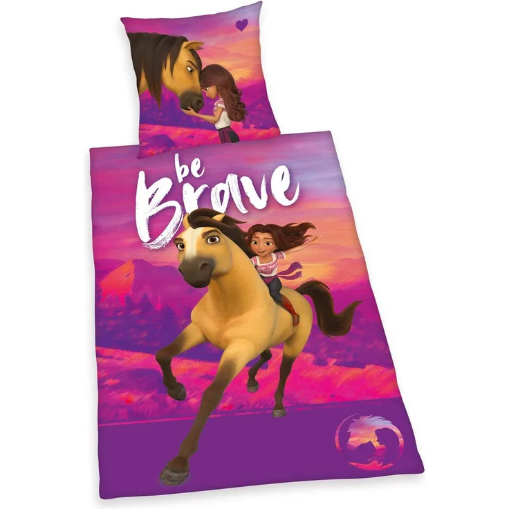 Herding Spirit Kinder Renforcé Wende Bettwäsche 135x200 cm + 80x80 cm