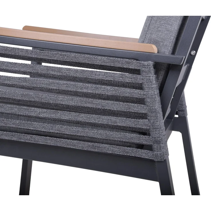 Gartenstuhl 2er Set JASPER - Aluminium, Seilbespannung, Dunkelgrau | Gartenstühle Wetterfest Essstühle Outdoor Terrasse – Bild 5