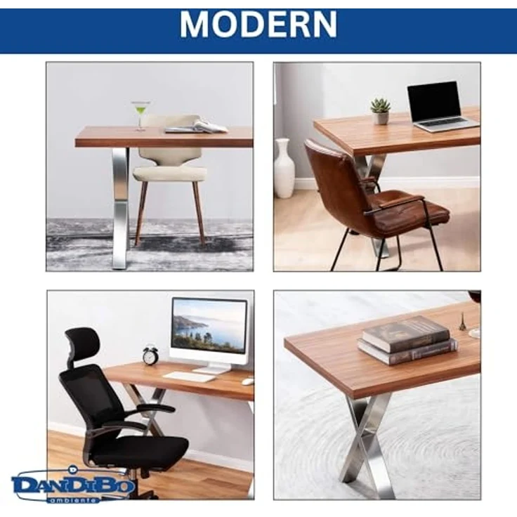 DanDiBo 2x Tischbeine Edelstahl 72 x 60 cm Tischgestell Höhenverstellbar 96676 Tischfüße Möbelfüße Tischkufen Esstisch Beine – Bild 6