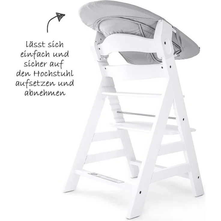 Hauck Hochstuhl Alpha Plus White - Newborn Set (Set, 4 St), Holz Babystuhl ab Geburt inkl. Aufsatz für Neugeborene & Sitzauflage – Bild 3