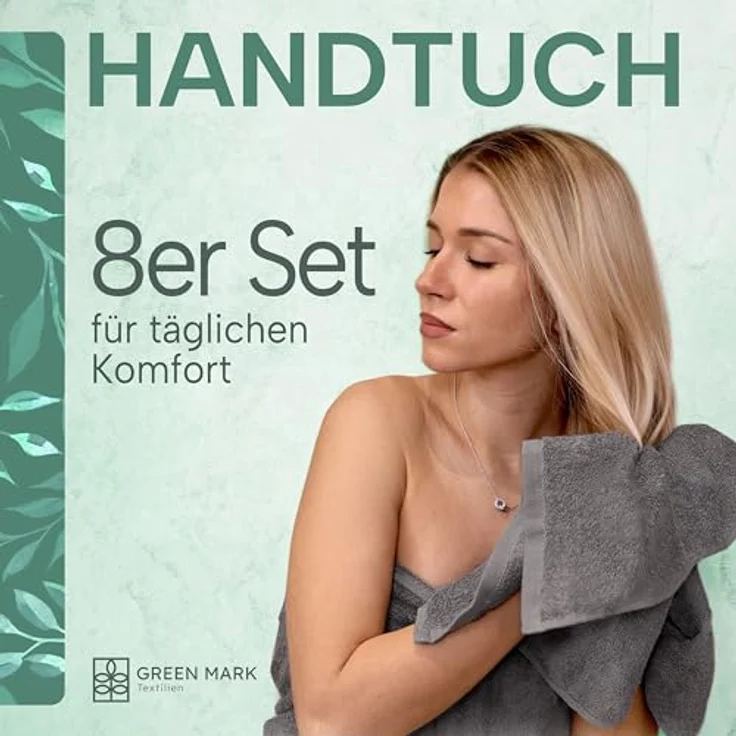 NatureMark 8er Spar-Pack Frottier Handtücher, Handtuch-Set, 50x100 cm, Anthrazit grau, 100% Baumwolle – Bild 3