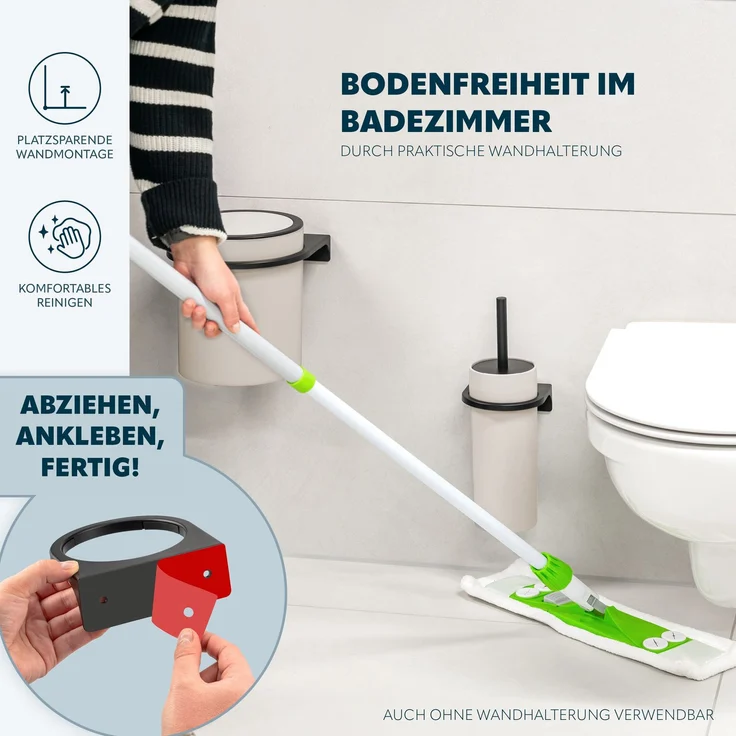 bremermann 2tlg. Bad-Set SAVONA Softtouch inkl. Wandhalterung, Kosmetikeimer 5,5 Liter und WC-Garnitur, rund - beige – Bild 3