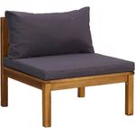 vidaXL Modulares Mittelsofa mit Dunkelgrauen Kissen Massivholz Akazie 316288