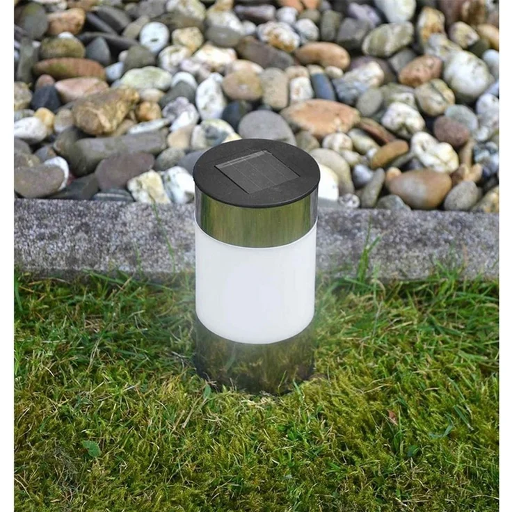 EAXUS LED Solarleuchte 4er Set SMD LED Garten Solar Leuchten Big Tube Solarlampe, LED fest integriert, Neutralweiß, mit Erdspieß und Dämmerungssensor – Bild 3